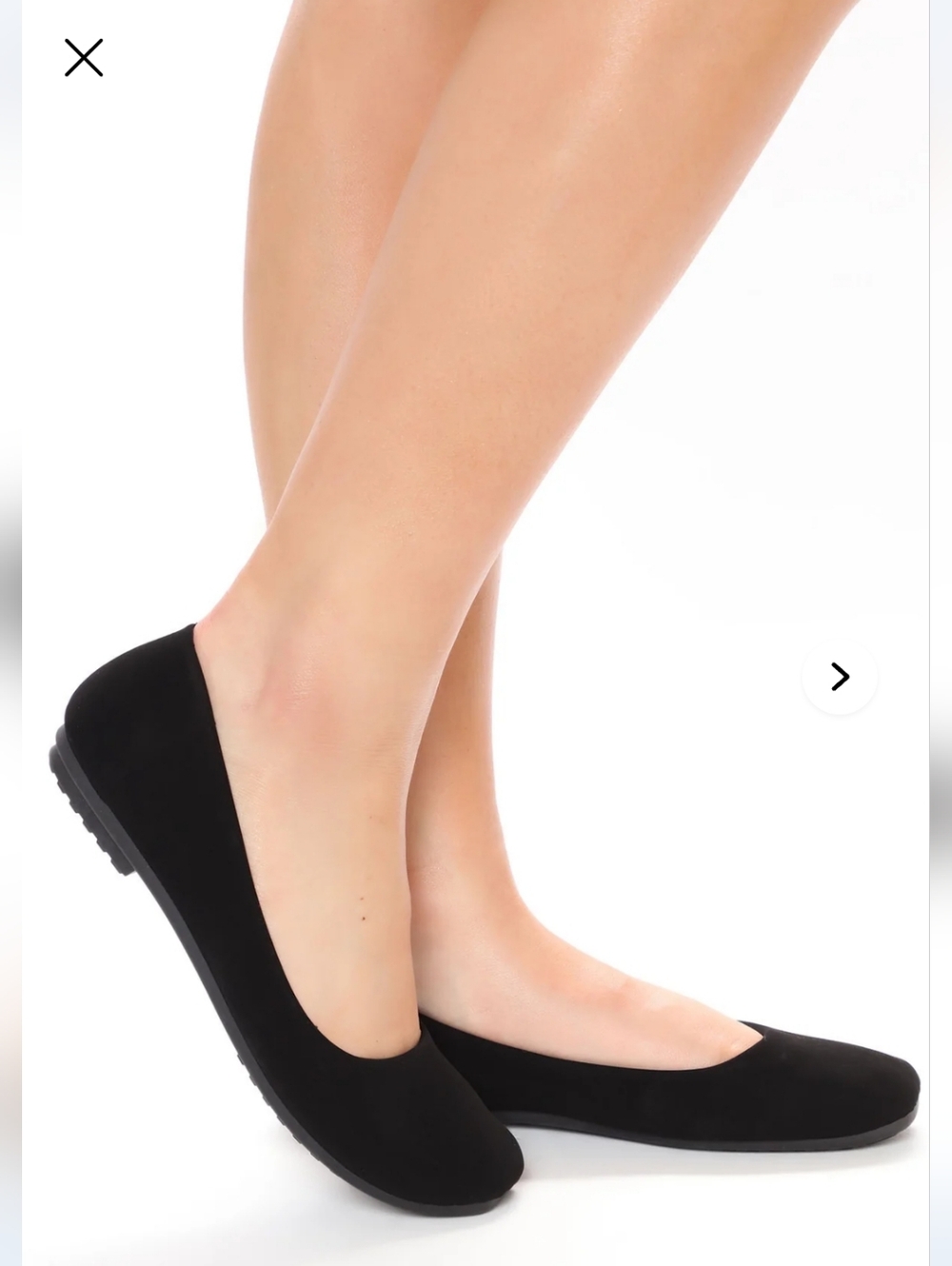 Fashion Nova Black Suede Round-Toe Ballet Flats